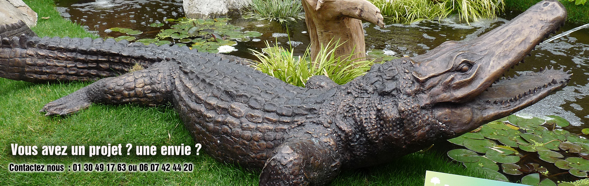 sculpture bronze crocodile